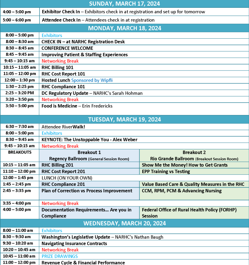 NARHC 2024 Spring Institute National Association Of Rural Health Clinics   S24 Agenda Sessions Website 